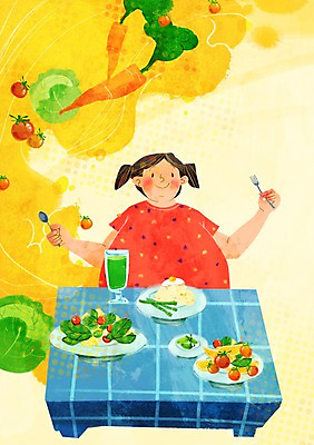 PSD 우먼라이프 라이프스타일 식기 접시 여자 음료 음식 포크 다이어트 채소 일러스트 방울토마토 탁자 수저 한명 사람 앉기 상반신 성인 라이프 컵 뷰티 당근 샐러드 과일주스 양배추 국내일러스트 1 가구 토마토 과일 모션 뿌리채소 건강 생활 주스 파일형식