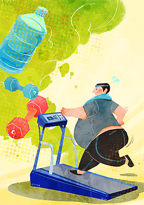 전신 PSD 라이프스타일 남자 다이어트 일러스트 한명 서기 사람 성인 라이프 달리기 운동 뷰티 운동기구 아령 물병 런닝머신 국내일러스트 1 모션 건강 생활 헬스 물통 파일형식