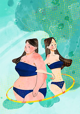 PSD 우먼라이프 라이프스타일 여자 수영복 다이어트 일러스트 서기 사람 상반신 성인 두명 라이프 비키니 운동 뷰티 운동기구 비교 몸무게 훌라후프 과체중 성인여자만 국내일러스트 옷 컨셉 모션 건강 생활 헬스 여자만 성인만 파일형식