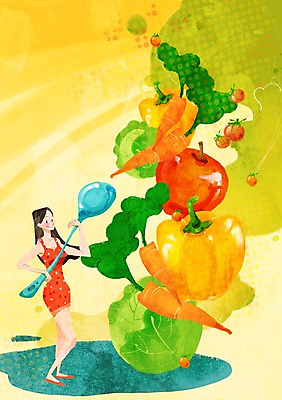 전신 PSD 우먼라이프 라이프스타일 여자 다이어트 채소 과일 일러스트 방울토마토 파프리카 수저 한명 서기 들기 사람 성인 라이프 뷰티 당근 사과 양배추 국내일러스트 1 식기 토마토 모션 뿌리채소 건강 생활 파일형식