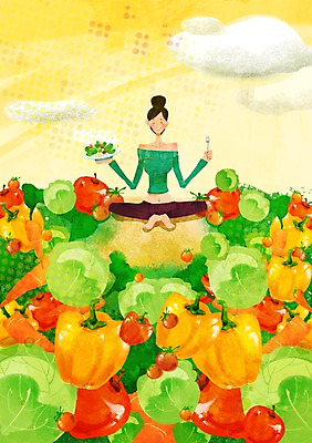 전신 PSD 구름 우먼라이프 라이프스타일 그릇 여자 음식 포크 다이어트 채소 일러스트 방울토마토 파프리카 한명 사람 앉기 성인 라이프 뷰티 식사 샐러드 사과 양배추 국내일러스트 자연요소 1 식기 토마토 과일 모션 건강 생활 파일형식