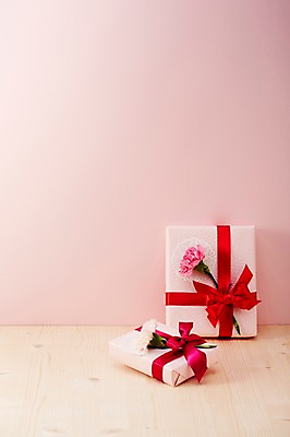 포토 JPG 스튜디오촬영 기념일 꽃 리본 백그라운드 포장 탁자 실내 선물포장 선물 이벤트 사람없음 장식 선물상자 상자 끈 어버이날 카네이션 오브젝트 국내포토 식물 가구 내부 파일형식