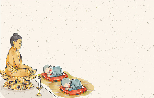 전신 기념일 남자 아시아 종교 문화 어린이 엎드리기 백그라운드 불교 일러스트 초 촛불 방석 사람 소년 두명 부처님오신날 절 승려 불상 촛대 동자승 승복 남자만 어린이만 소년만 국내일러스트 AI파일 나라 모션 이벤트 인사 성직자 파일형식 벡터