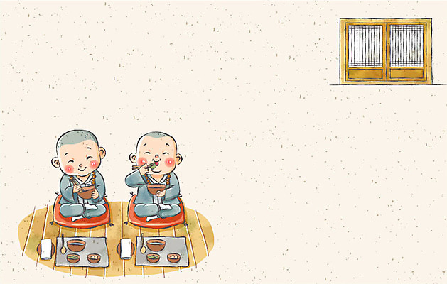 전신 그릇 식기 기념일 남자 아시아 종교 문화 어린이 음식 백그라운드 불교 일러스트 방석 사람 앉기 소년 두명 문 식사 부처님오신날 승려 먹기 동자승 승복 남자만 어린이만 소년만 국내일러스트 AI파일 나라 모션 이벤트 성직자 파일형식 벡터