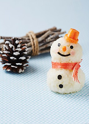 포토 JPG 스튜디오촬영 모양 음식 컨셉 식재료 재료 눈사람 밥 실내 사람없음 아웃포커스 장식 귀여움 나뭇가지 솔방울 주먹밥 국내포토 나무 촬영기법 내부 파일형식