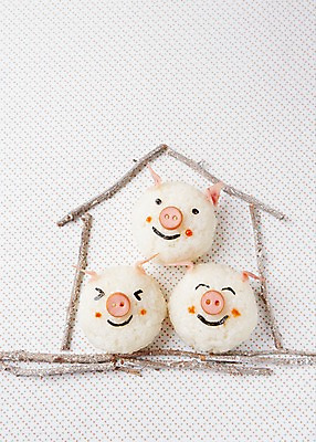 포토 JPG 스튜디오촬영 모양 식물 음식 컨셉 식재료 재료 밥 부동산 실내 표정 사람없음 장식 귀여움 나뭇가지 돼지 주먹밥 집모양 국내포토 나무 포유류 내부 재산 파일형식