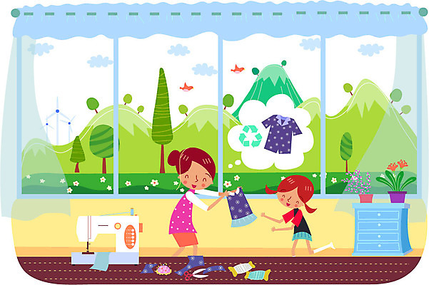 전신 나무 식물 라이프스타일 옷 여자 꽃 화분 일러스트 창문 산 가위 서기 사람 성인 두명 라이프 자연보호 그린캠페인 재활용 커튼 바늘 수리 보호 결심 바느질 재봉틀 환경보전 서랍장 친환경 실타래 에코라이프 리폼 여자만 성인여자만 성인만 국내일러스트 AI파일 캠페인 가구 컨셉 모션 자연 문구용품 생활 환경 도구 사회이슈 에코 파일형식 벡터