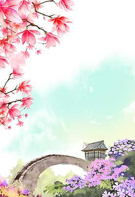 PSD 나무 식물 건축물 계절 꽃 백그라운드 꽃백그라운드 일러스트 자연 풍경 사람없음 건물 봄풍경 봄 벚꽃 사찰 풀 벚나무 가교 봄배경 국내일러스트 건축 종교건축 생태계 파일형식