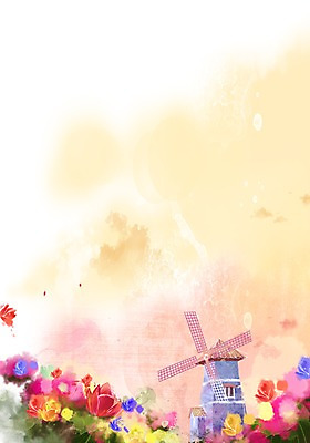 PSD 식물 건축물 계절 꽃 백그라운드 꽃밭 꽃백그라운드 일러스트 자연 풍경 사람없음 건물 봄풍경 봄 풍차 튤립 봄배경 국내일러스트 건축 생태계 파일형식