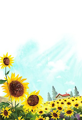 PSD 나무 식물 건축물 계절 꽃 컬러 백그라운드 꽃밭 꽃백그라운드 일러스트 자연 해바라기 주택 풍경 사람없음 건물 노란색 봄풍경 봄 풀 봄배경 국내일러스트 건축 생태계 파일형식