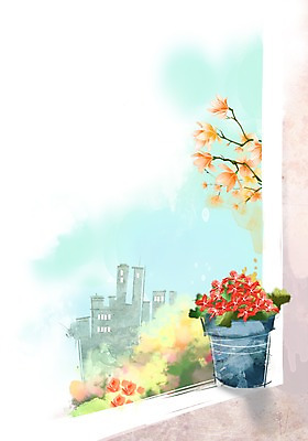 PSD 나무 식물 건축물 계절 꽃 화분 백그라운드 꽃백그라운드 일러스트 창문 자연 풍경 사람없음 건물 봄풍경 봄 풀 창틀 봄배경 국내일러스트 건축 생태계 파일형식