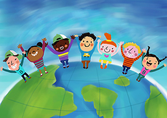 전신 PSD 서양인 외국인 백인 여자 남자 행복 지구 어린이 흑인 일러스트 함께함 서기 웃음 사람 동양인 인종 손짓 소녀 소년 여러명 친구 세계 글로벌 지구본 손들기 화목 다정 즐거움 다문화 지구촌 소통 어린이만 국내일러스트 감정 다수 컨셉 관계 모션 표정 사회이슈 파일형식