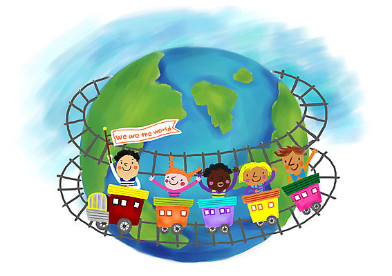 PSD 서양인 외국인 백인 여자 남자 행복 지구 어린이 흑인 일러스트 함께함 웃음 사람 동양인 인종 소녀 소년 여러명 상반신 친구 세계 글로벌 화목 다정 기찻길 기차 깃발 즐거움 다문화 지구촌 소통 어린이만 철도의날 국내일러스트 감정 육상교통 다수 컨셉 관계 대중교통 표정 사회이슈 파일형식 법정기념일