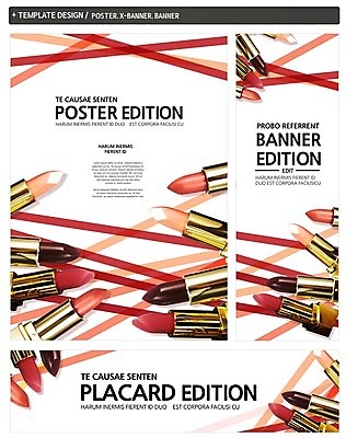 PSD 템플릿 배너 배너템플릿 가로배너 ZIP 포스터 세로배너 선 백그라운드 사람없음 세트 화장 뷰티 화장품 립스틱 화장용품 현수막 가로 세로 미용용품 파일형식