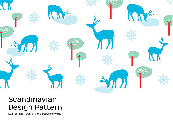 모양 나무 식물 동물 문양 디자인 백그라운드 무늬 패턴 일러스트 사슴 북유럽 북유럽스타일 사람없음 패턴백그라운드 국내일러스트 AI파일 유럽 포유류 스타일 파일형식 벡터