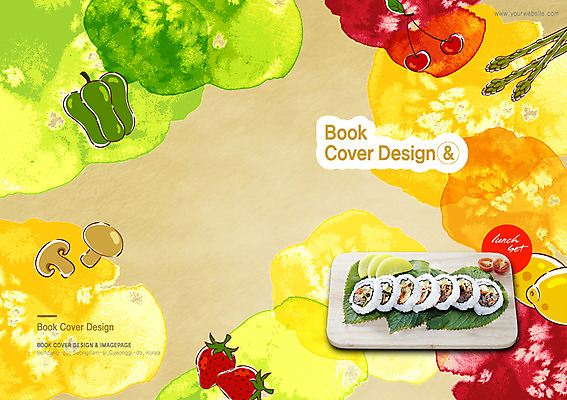 PSD 템플릿 편집 접시 표지디자인 북디자인 출판디자인 표지 한식 음식 백그라운드 채소 북커버 과일 방울토마토 딸기 피망 파프리카 팜플렛 사람없음 요식업 버섯 체리 분식 김밥 아스파라거스 단무지 깻잎 누드김밥 이미지템플릿 식기 산업 토마토 파일형식