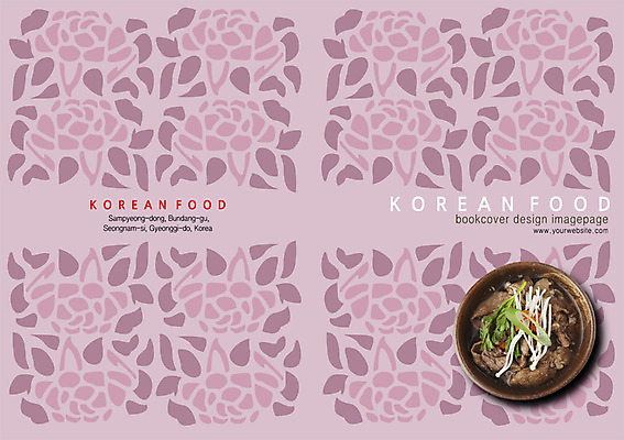 PSD 템플릿 편집 그릇 표지디자인 북디자인 출판디자인 표지 꽃 한식 음식 백그라운드 무늬 꽃무늬 패턴 채소 북커버 육류 팜플렛 사람없음 요식업 버섯 파 쑥갓 불고기 이미지템플릿 식물 식기 산업 식재료 파일형식