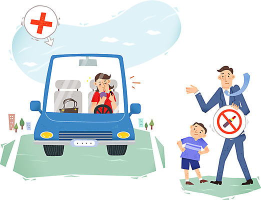 나무 식물 건축물 여자 남자 어린이 캠페인 일러스트 자동차 들기 안전 사람 앉기 소년 상반신 성인 건물 세명 화장 화장품 팻말 운전 금지 예절 공익캠페인 운전사 X 위험 예방 생활안전 안전수칙 교통안전 규칙 질서 안전운전 자동차예절 국내일러스트 AI파일 직업 알파벳 건축 육상교통 컨셉 모션 프레임 뷰티 파일형식 벡터