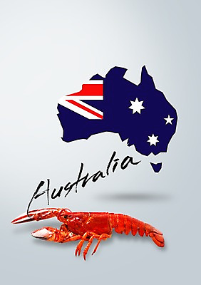 PSD 편집 편집이미지 문자 알파벳 영어 나라 음식 상징 백그라운드 지도 캘리편집 캘리그라피 사람없음 단어 호주 국기 바닷가재 해산물 랍스터찜 이미지편집 오세아니아 가재 파일형식