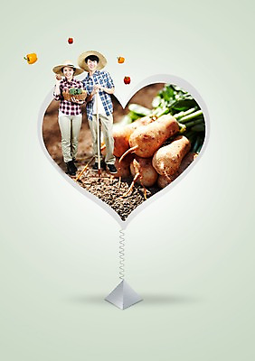 전신 PSD 식물 편집 편집이미지 모자 부부 커플 여자 남자 백그라운드 채소 과일 서기 들기 사람 동양인 성인 두명 앞모습 바구니 농사 흙 봄 한국인 용수철 하트 무 유기농 밀짚모자 합성 귀농 기념사진 알타리무 성인만 이미지편집 모양 모자_잡화 웰빙 잡화 계절 뷰포인트 농업 관계 모션 뿌리채소 인종 파일형식