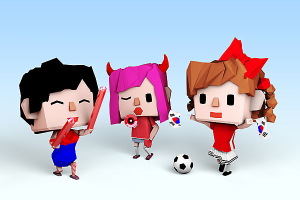 전신 PSD 편집이미지 캐릭터 여자 남자 스포츠 백그라운드 축구공 공 응원 뿔 3D캐릭터 서기 들기 사람 그래픽 세명 3D소스 3D 축구 확성기 응원용품 깃발 머리띠 자신감 막대기 국기 태극기 붉은악마 축구응원 열정 편집소스 월드싸커 편집3D 감정 장신구 축구용품 모션 구기 디지털합성 오브젝트 파일형식