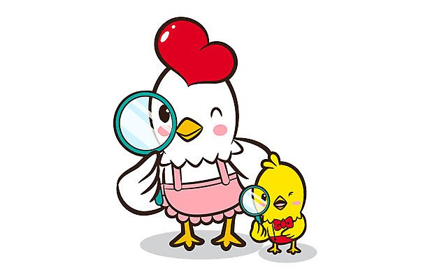 동물 캐릭터 동물캐릭터 일러스트 홍보캐릭터 돋보기 병아리 육류 들기 사람없음 요식업 치킨 닭고기 앞치마 관찰 닭 확대 닭캐릭터 일러캐릭터 AI파일 산업 식재료 모션 조류 닭고기요리 파일형식 벡터