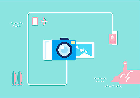 계절 바다 섬 여행 백그라운드 일러스트 비행기 등대 풍경 사람없음 여름 스마트폰 카메라 여름풍경 플랫 여권 기념사진 국내일러스트 AI파일 항공교통 대중교통 전자제품 핸드폰 스마트기기 파일형식 벡터 여름_계절
