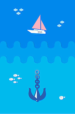 구름 계절 바다 백그라운드 일러스트 어류 풍경 사람없음 여름 바닷속 여름풍경 보트 플랫 쇠사슬 돛 닻 선박 국내일러스트 AI파일 자연요소 수상교통 배_교통 수중 수중동물 파일형식 벡터 여름_계절
