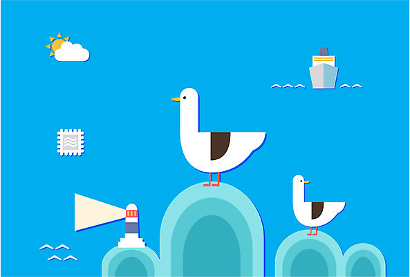 동물 구름 계절 바다 섬 백그라운드 일러스트 갈매기 조류 등대 풍경 사람없음 여름 태양 여름풍경 플랫 선박 국내일러스트 AI파일 자연요소 수상교통 파일형식 벡터 여름_계절