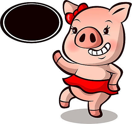 동물 캐릭터 한마리 리본 동물캐릭터 일러스트 포유류 안내 프레임 사람없음 치마 춤 돼지 알림 돼지캐릭터 일러캐릭터 AI파일 1 하의 문화예술 파일형식 벡터