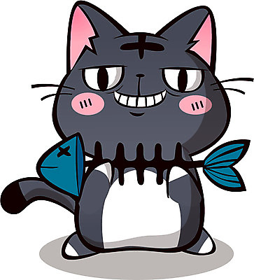 동물 캐릭터 한마리 동물캐릭터 일러스트 포유류 뼈 어류 들기 사람없음 반려동물 고양이 가시 고양이캐릭터 일러캐릭터 AI파일 1 모션 수중동물 파일형식 벡터