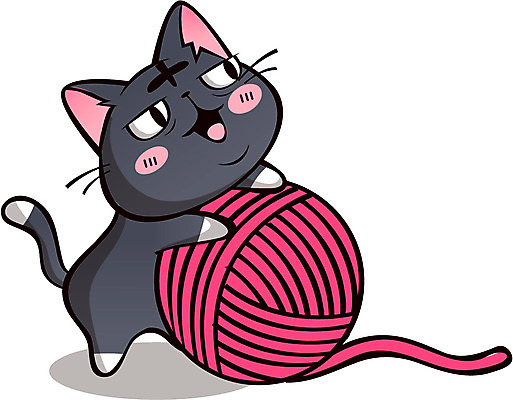 동물 캐릭터 한마리 동물캐릭터 일러스트 포유류 사람없음 반려동물 고양이 털실 실 고양이캐릭터 실뭉치 일러캐릭터 AI파일 1 파일형식 벡터