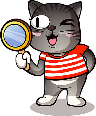 동물 캐릭터 한마리 동물캐릭터 일러스트 포유류 돋보기 들기 사람없음 반려동물 고양이 관찰 고양이캐릭터 일러캐릭터 AI파일 1 모션 파일형식 벡터