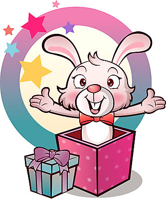 동물 캐릭터 한마리 별 리본 동물캐릭터 일러스트 포유류 선물 이벤트 사람없음 선물상자 상자 토끼 토끼캐릭터 일러캐릭터 AI파일 자연요소 1 반려동물 파일형식 벡터