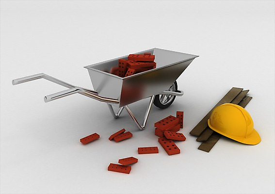 PSD 편집이미지 모자 건축 컬러 백그라운드 벽돌 공사 사람없음 컴퓨터그래픽 그래픽 노란색 3D소스 3D 수레 건설현장 바퀴 안전모 안전장비 오브젝트 편집소스 편집3D 잡화 건설업 안전 카트 장비 헬멧 디지털합성 파일형식