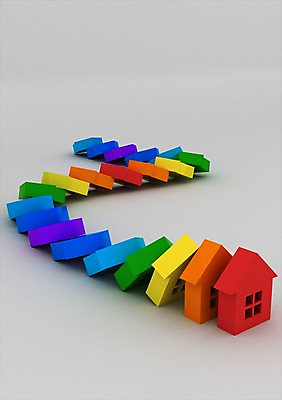 모양 PSD 편집이미지 건축물 건축 컬러 백그라운드 비즈니스 부동산 사람없음 건물 컴퓨터그래픽 그래픽 컬러풀 3D소스 3D 넘어짐 도미노 집모양 편집소스 쓰러짐 편집3D 모션 재산 디지털합성 파일형식