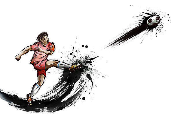 전신 PSD 남자 스포츠 일러스트 캘리그라피 축구공 공 붓터치 축구선수 운동선수 한명 서기 사람 성인 운동 축구 킥 슛 열정 월드싸커 국내일러스트 1 감정 축구용품 모션 건강 구기 파일형식