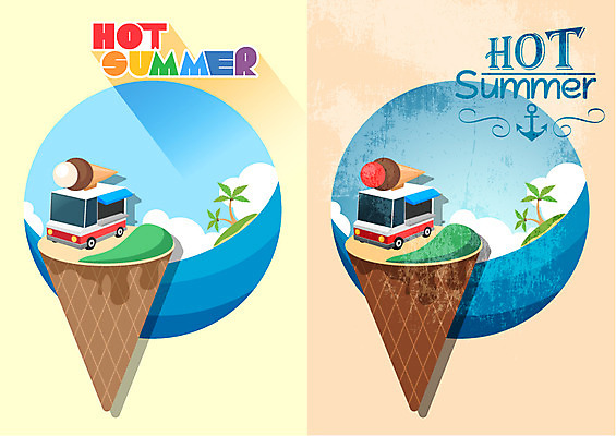 나무 식물 계절 바다 섬 백그라운드 일러스트 자동차 아이스크림 디저트 풍경 사람없음 여름 야자수 여름풍경 빈티지 비교 플랫 시원함 복고 아이스크림콘 국내일러스트 AI파일 음식 육상교통 컨셉 콘 파일형식 벡터 여름_계절