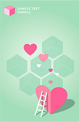 선 분홍색 컬러 백그라운드 패턴 일러스트 사다리 그림자 사랑 사람없음 연두색 사각형 줄무늬 하트 입체 하트백그라운드 국내일러스트 AI파일 모양 도형 감정 무늬 초록색 도구 파일형식 벡터
