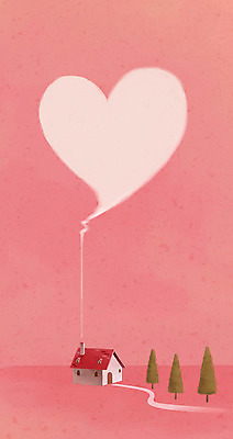 PSD 나무 식물 건축물 길 백그라운드 일러스트 주택 굴뚝 사랑 사람없음 건물 하트 연기 하트백그라운드 국내일러스트 모양 건축 감정 파일형식