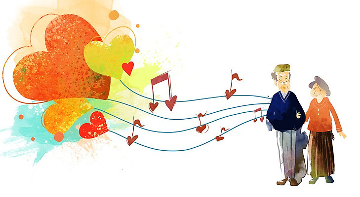 전신 PSD 부부 커플 여자 할아버지 노년 남자 할머니 음악 백그라운드 음표 일러스트 사랑 서기 사람 성인 두명 팔짱 노부부 하트 오선지 하트백그라운드 노인만 국내일러스트 모양 기호 감정 관계 모션 문화예술 악보 오선 성인만 파일형식