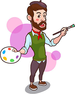 전신 직업 캐릭터 모자 남자 일러스트 홍보캐릭터 직업캐릭터 미술 한명 서기 들기 사람 성인 물감 미술도구 붓 팔레트 전문직 그림 화가 성인남자한명만 일러캐릭터 AI파일 1 잡화 모션 문화예술 오브젝트 남자한명만 성인남자만 파일형식 벡터