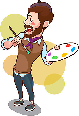 전신 직업 캐릭터 모자 남자 일러스트 홍보캐릭터 직업캐릭터 미술 한명 서기 웃음 들기 사람 성인 물감 미술도구 붓 팔레트 전문직 그림 화가 성인남자한명만 일러캐릭터 AI파일 1 잡화 모션 문화예술 표정 오브젝트 남자한명만 성인남자만 파일형식 벡터