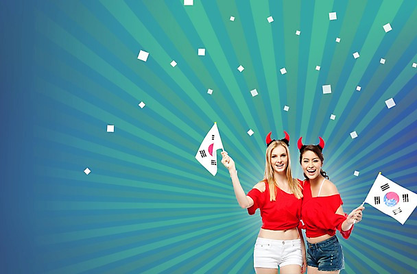 PSD 서양인 외국인 편집 편집이미지 여자 응원 뿔 서기 웃음 들기 사람 동양인 상반신 성인 두명 축구 응원용품 깃발 머리띠 자신감 국기 태극기 붉은악마 축구응원 열정 여자만 성인여자만 성인만 월드싸커 이미지편집 감정 스포츠 장신구 모션 표정 인종 구기 오브젝트 파일형식