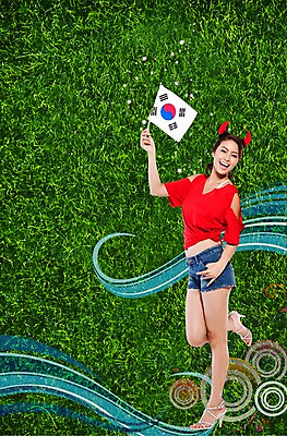 전신 PSD 외국인 식물 편집 편집이미지 여자 응원 뿔 한명 서기 웃음 들기 사람 동양인 잔디 성인 축구 응원용품 깃발 머리띠 자신감 풀 국기 태극기 붉은악마 축구응원 열정 여자만 여자한명만 성인여자만 성인만 월드싸커 이미지편집 1 감정 스포츠 장신구 모션 표정 인종 구기 오브젝트 파일형식
