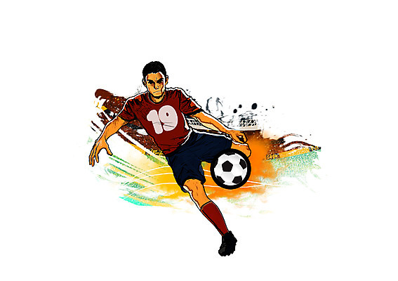 전신 PSD 남자 스포츠 포즈 유니폼 일러스트 응원 축구선수 운동선수 한명 서기 사람 성인 축구 자신감 축구응원 슛 열정 월드싸커 국내일러스트 1 옷 감정 모션 구기 파일형식