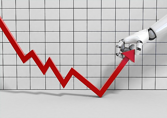 PSD 편집이미지 손 화살표 벽 컬러 백그라운드 그래프 미래 그림자 사람없음 컴퓨터그래픽 그래픽 빨간색 3D소스 3D 방향 로봇 상승 편집소스 4차산업 편집3D 산업 컨셉 신체부위 디지털합성 파일형식