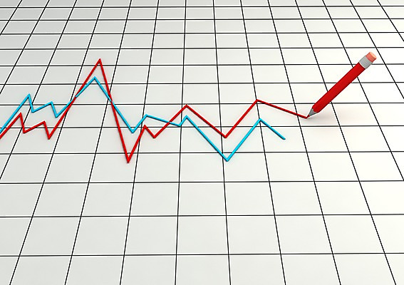 PSD 편집이미지 교육 컬러 백그라운드 그래프 바닥 사람없음 컴퓨터그래픽 그래픽 빨간색 경제 파란색 연필 3D소스 3D 주식 지우개 교구 꺾은선그래프 편집소스 편집3D 학용품 금융 필기구 디지털합성 파일형식