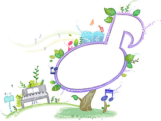 나무 식물 배너 악기 음악 액자 백그라운드 잎 음표 일러스트 나뭇잎 프레임 액자틀 틀 사람없음 건반 피아노 건반악기 보면대 높은음자리표 알림 악보 국내일러스트 AI파일 기호 문화예술 파일형식 벡터