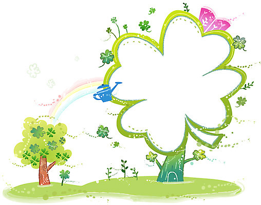 나무 식물 배너 액자 백그라운드 무지개 잎 일러스트 나뭇잎 프레임 액자틀 틀 사람없음 책 물뿌리개 행운 네잎클로버 클로버 알림 국내일러스트 AI파일 자연요소 컨셉 파일형식 벡터